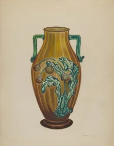 Glassworks Collection: Amber Vase, c. 1937. Creator: Richard Taylor