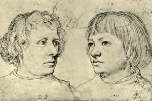 Silverpoint Prints: Ambrosius and Hans, the artists sons, 1511, (1943). Creator: Hans Holbein the Elder
