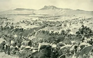 Bloemfontein Prints: The Ambuscade at Koornspruit: A Critical Moment, 1900, (1901). Creator: Frederic de Haenen