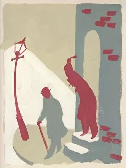 Silhouette Collection: Ambush in an alley, c1950. Creator: Shirley Markham