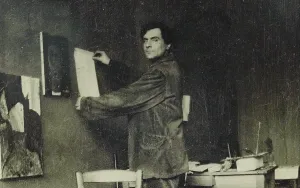 Modigliani Prints: Amedeo Modigliani in his studio, 1910s