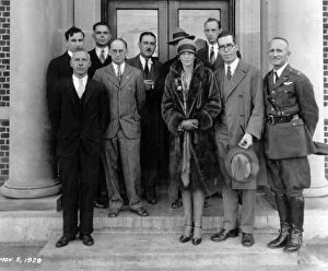Fur Coat Gallery: Amelia Earhart visits NACA, Virginia, USA, Nov. 5, 1928. Creator: Unknown