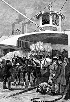Steamboat Prints: America revisited by our Special Artist: Fulton Ferry, New York, 1890. Creator: P Naumann