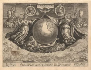 Americae Retectio (Cover), 1591. Artist: Galle, Philipp (1537-1612) Americae Retectio (Cover), 1591. Artist: Galle, Philipp (1537-1612)