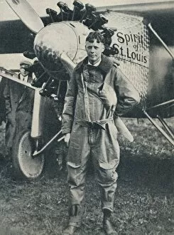 Charles Lindbergh Gallery: American aviator Charles Lindbergh and his plane, Spirit of St Louis, c1927 (c1937)