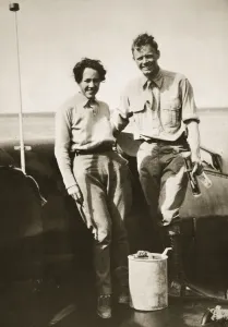 Anne Lindbergh Gallery: American aviator Charles Lindbergh and his wife Anne after their flight to Japan, 1931