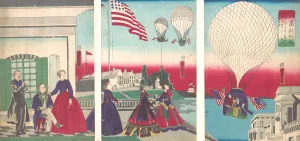 Ballooning Prints: American Balloon Ascension (Amerikakoku), 1867. Creator: Utagawa Yoshitora