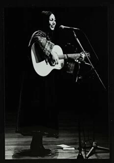 Hatfield Gallery: American folk musician Julie Felix on stage at the Forum Theatre, Hatfield, Hertfordshire, 1979
