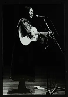 Hertfordshire Gallery: American folk musician Julie Felix on stage at the Forum Theatre, Hatfield, Hertfordshire, 1979