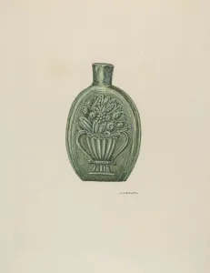 William Kieckhofel Prints: American Glass Flask, c. 1937. Creator: William Kieckhofel