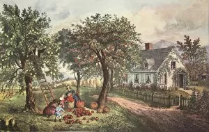 Fruit Collection: American Homestead - Autumn, pub. 1869, Currier & Ives (Colour Lithograph)