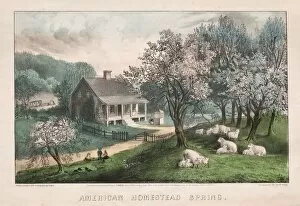 American Homestead, Spring, 1869. Creator: James Merritt Ives (American, 1824-1895)