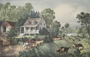 American School 19th Century Prints: American Homestead - Summer, pub. 1868, Currier & Ives (Colour Lithograph)