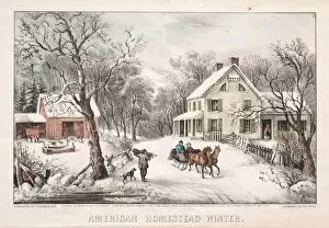 American Homestead, Winter, 1868. Creator: James Merritt Ives (American, 1824-1895)
