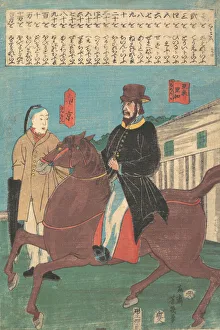 An American on Horseback and a Chinese with a Furled Umbrella, 12th month, 1860