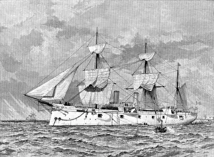 Wells J R Prints: The American Navy: steel cruiser Chicago...in the Mediterranean, 1890. Creator: Unknown