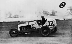 Blackie Son Collection: American Speedway Racing - Jack Ericson, turning on three wheels, 1937