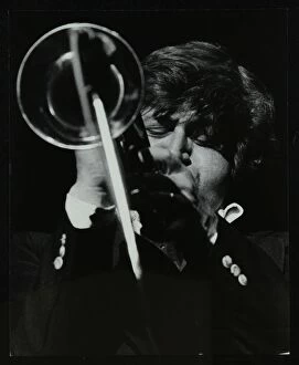 Hertfordshire Gallery: American trumpeter player Bobby Shew playing at the Forum Theatre, Hatfield, Hertfordshire, 1980