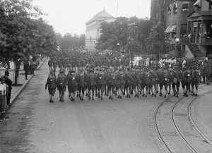 Training Camp Prints: American University Training Camp - Unit From Training Camp Marching Through City