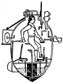 Submarine Prints: American vessel Turtle (1776), the first submarine to be used in war, 19th century