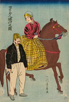Cigarettes Gallery: Americans on an Outing (Amerikajin yuko no zu), 1860. Creator: Yoshikazu
