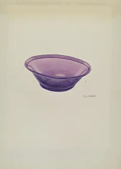 V L Vance Prints: Amethyst Glass Bowl, c. 1940. Creator: V. L. Vance