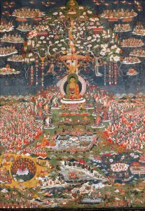 Tibetan Collection: Amitabha, the Buddha of the Western Pure Land (Sukhavati), ca. 1700. Creator: Unknown