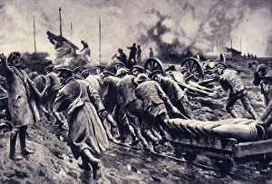War Illustrated Prints: Ammunition Forward: Rushing Up Shells for the Heavy Howitzers, 1917. Creator: Unknown