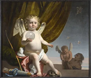 Amor Holding a Glass Orb, 1650-1660. Artist: Everdingen, Caesar Boetius van (1616-1678)
