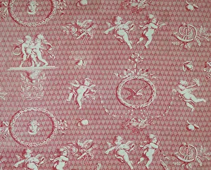 Huet Jean Baptiste I Prints: Amorini et Medallions (Cupid and Medallions) (Furnishing Fabric)
