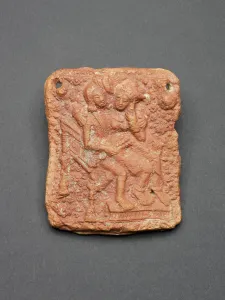 Amorous Gallery: Amorous Couple (Mithuna) Seated in a Chair, 1st century B.C. Creator: Unknown