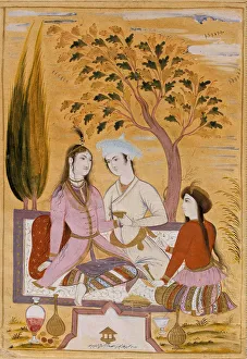 Loving Prints: Amorous Couple and a Servant, 1696. Artist: Mu in Musavvir (1617-1708)