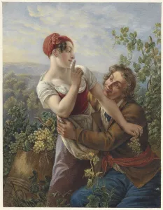 Vineyard Prints: The amorous winegrower, 1829-1898. Creator: Jan Hendrik Neuman