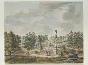 Carriages Prints: The Amphitheater at Cleves with the Statue of the 'Iron Man'