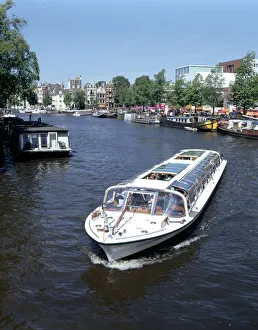 Canal Boat Prints: Amstel Canal and Bloumerbrug, Binnen, Amsterdam, Netherlands