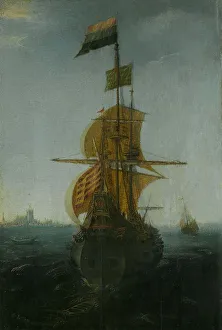 Oil On Plywood Prints: An Amsterdam East Indiaman, c.1625-c.1650. Creator: Abraham de Verwer