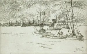 Whistler J Mcneill Prints: Amsterdam from the Tolhuis, 1863. Creator: James Abbott McNeill Whistler
