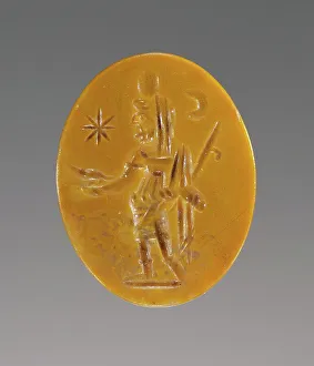 Jasper Prints: Amulet with Kronos and an Inscribed Prayer, A.D. 100-250. Creator: Unknown