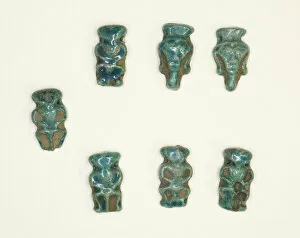14th Century Bc Gallery: Amulets of the God Bes and the Goddess Hathor, Egypt, New Kingdom