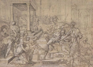 Brush And Gray Wash Gallery: Amya Petitioning Faustus for the Custody of Saint Mamas, ca.1543. Creator: Jean Cousin