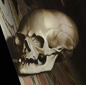 The Younger 1497 1543 Prints: The anamorphic skull. The Ambassadors (Detail), 1533