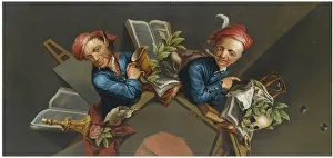 An anamorphic Trompe l Oeil with a Vanitas still life