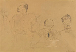 Malyavin Gallery: Anatoly Lunacharsky (1875-1933), Vladimir Lenin (1870-1924) and Leon Trotsky (1879-1940), 1921