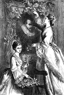 Decorating Prints: The Ancestral Portrait, drawn by E. N. Downard, 1871. Creator: F Wentworth