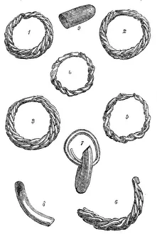 Torc Prints: Ancient Celtic rings found in the Hebrides, 1864. Creator: Unknown