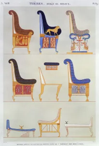 Seat Prints: Ancient Egyptian furniture, 1822. Artist: Pomel