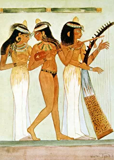 Dancer Gallery: Ancient Egyptian musicians and a dancer, 1910. Artist: Walter Tyndale