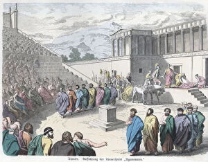 Images Dated 12th December 2014: Ancient History. Greece. Theatre, representation of Agamemnon. German engraving, 1865