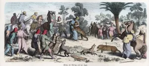 Entourage Prints: Ancient History. Persia. The Persian king and his entourage on a leopards hunting