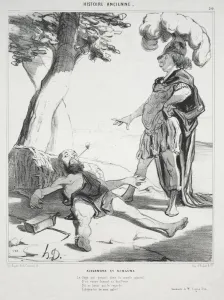 Aubert Prints: Ancient History, plate 20: Alexander and Diogenes, 14 August 1842. Creator: Honore Daumier